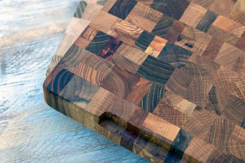 Cutting board made of various hardwoods